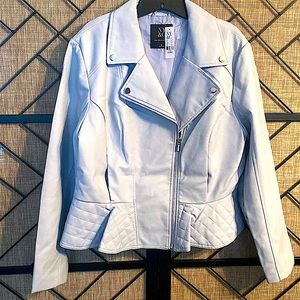 NEW SOFT FAUX LEATHER LIGHT BLUE X LARGE JACKET
